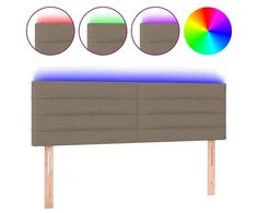 Galvūgalis su LED, taupe spalvos, 144x5x78/88cm, audinys