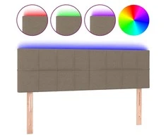 Galvūgalis su LED, taupe spalvos, 144x5x78/88cm, audinys