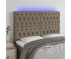 Galvūgalis su LED, taupe spalvos, 144x7x118/128cm, audinys