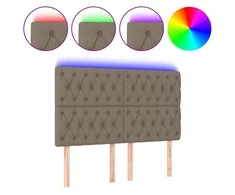 Galvūgalis su LED, taupe spalvos, 144x7x118/128cm, audinys