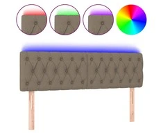 Galvūgalis su LED, taupe spalvos, 144x7x78/88cm, audinys