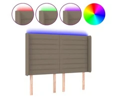 Galvūgalis su LED, taupe spalvos, 147x16x118/128cm, audinys