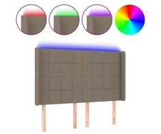 Galvūgalis su LED, taupe spalvos, 147x16x118/128cm, audinys