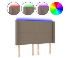 Galvūgalis su LED, taupe spalvos, 147x16x118/128cm, audinys