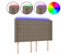 Galvūgalis su LED, taupe spalvos, 147x16x118/128cm, audinys
