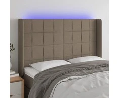 Galvūgalis su LED, taupe spalvos, 147x16x118/128cm, audinys
