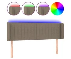 Galvūgalis su LED, taupe spalvos, 147x16x78/88cm, audinys