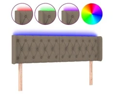 Galvūgalis su LED, taupe spalvos, 147x16x78/88cm, audinys