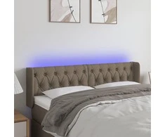 Galvūgalis su LED, taupe spalvos, 147x16x78/88cm, audinys