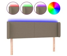 Galvūgalis su LED, taupe spalvos, 147x16x78/88cm, audinys