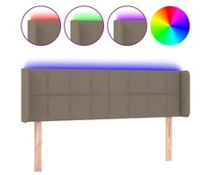 Galvūgalis su LED, taupe spalvos, 147x16x78/88cm, audinys