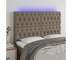 Galvūgalis su LED, taupe spalvos, 160x7x118/128cm, audinys