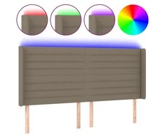 Galvūgalis su LED, taupe spalvos, 163x16x118/128cm, audinys