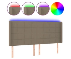 Galvūgalis su LED, taupe spalvos, 163x16x118/128cm, audinys