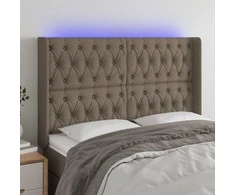 Galvūgalis su LED, taupe spalvos, 163x16x118/128cm, audinys