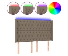 Galvūgalis su LED, taupe spalvos, 163x16x118/128cm, audinys