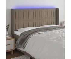 Galvūgalis su LED, taupe spalvos, 163x16x118/128cm, audinys