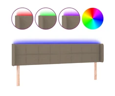 Galvūgalis su LED, taupe spalvos, 163x16x78/88cm, audinys