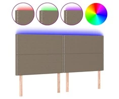 Galvūgalis su LED, taupe spalvos, 180x5x118/128cm, audinys