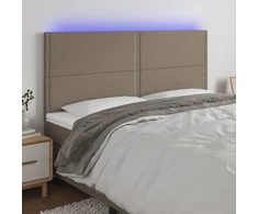 Galvūgalis su LED, taupe spalvos, 180x5x118/128cm, audinys