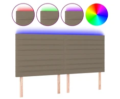 Galvūgalis su LED, taupe spalvos, 180x5x118/128cm, audinys