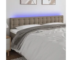 Galvūgalis su LED, taupe spalvos, 180x5x78/88cm, audinys