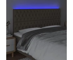 Galvūgalis su LED, taupe spalvos, 180x7x118/128cm, audinys