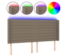 Galvūgalis su LED, taupe spalvos, 183x16x118/128cm, audinys
