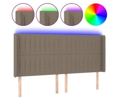 Galvūgalis su LED, taupe spalvos, 183x16x118/128cm, audinys