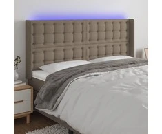 Galvūgalis su LED, taupe spalvos, 183x16x118/128cm, audinys