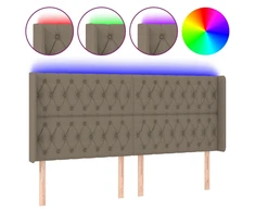 Galvūgalis su LED, taupe spalvos, 183x16x118/128cm, audinys