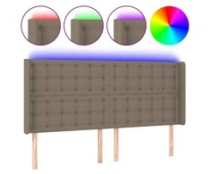 Galvūgalis su LED, taupe spalvos, 183x16x118/128cm, audinys