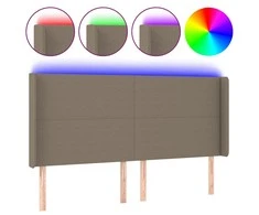 Galvūgalis su LED, taupe spalvos, 183x16x118/128cm, audinys
