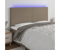 Galvūgalis su LED, taupe spalvos, 200x5x118/128cm, audinys