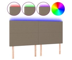 Galvūgalis su LED, taupe spalvos, 200x5x118/128cm, audinys