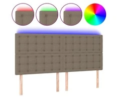 Galvūgalis su LED, taupe spalvos, 200x5x118/128cm, audinys