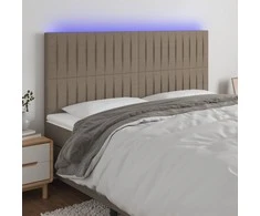 Galvūgalis su LED, taupe spalvos, 200x5x118/128cm, audinys