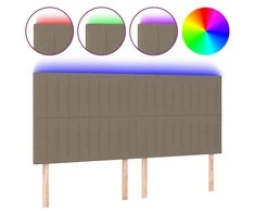 Galvūgalis su LED, taupe spalvos, 200x5x118/128cm, audinys