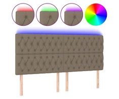 Galvūgalis su LED, taupe spalvos, 200x7x118/128cm, audinys