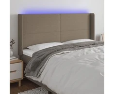 Galvūgalis su LED, taupe spalvos, 203x16x118/128cm, audinys