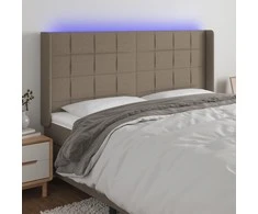 Galvūgalis su LED, taupe spalvos, 203x16x118/128cm, audinys