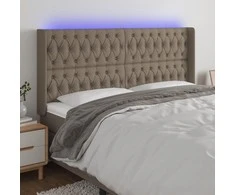 Galvūgalis su LED, taupe spalvos, 203x16x118/128cm, audinys