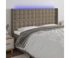 Galvūgalis su LED, taupe spalvos, 203x16x118/128cm, audinys