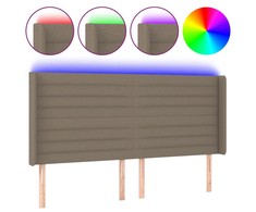 Galvūgalis su LED, taupe spalvos, 203x16x118/128cm, audinys