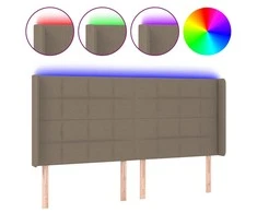 Galvūgalis su LED, taupe spalvos, 203x16x118/128cm, audinys