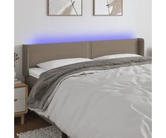 Galvūgalis su LED, taupe spalvos, 203x16x78/88cm, audinys