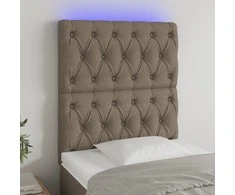 Galvūgalis su LED, taupe spalvos, 80x7x118/128cm, audinys