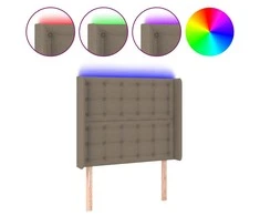 Galvūgalis su LED, taupe spalvos, 83x16x118/128cm, audinys