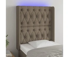 Galvūgalis su LED, taupe spalvos, 83x16x118/128cm, audinys