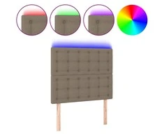 Galvūgalis su LED, taupe spalvos, 90x5x118/128cm, audinys